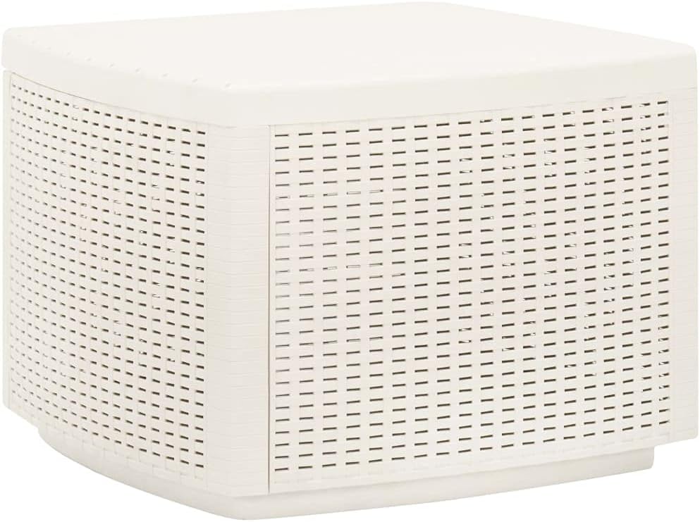 Patio Table,Porch Side Table,Balcony Desk,Outdoor Dining Table,Outside Tables for Yard,for Patio, Garden and Deck, White 20.9"x20.9"x15.7" Plastic