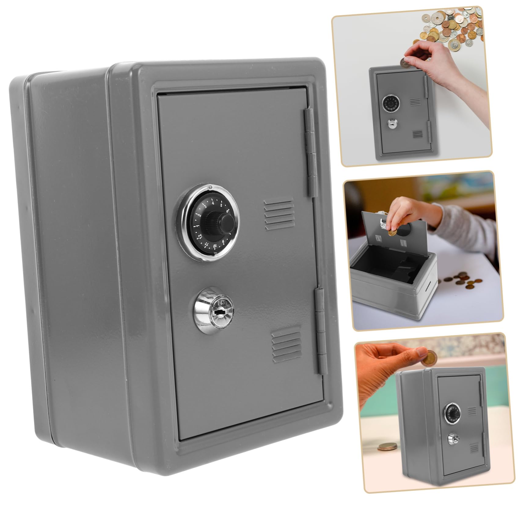 HOMSFOU Cassaforte Doppio Meccanismo di Chiusura e Sicurezza Avanzata in Ferro Argento Mini Cassaforte Portatile per Casa e Viaggio