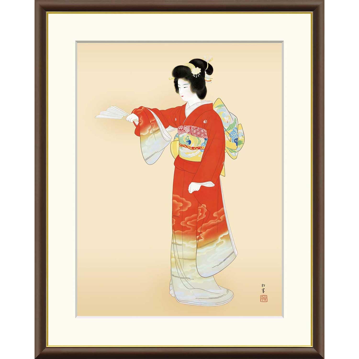Amazon.co.jp: 晴れの街ギャラリー 絵画 額絵 日本画 上村松園 『序の