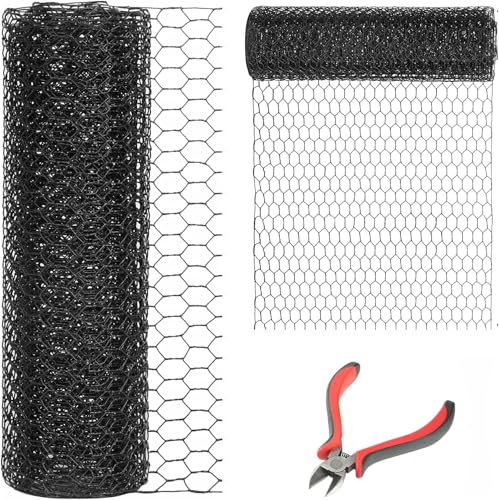 24'' x 150' Black Chicken Wire Mesh Fence, 20 Gauge Galvanized Poultry Netting and 1 inch Garden Mesh Fence Roll, Chicken Wire for Floral Arrangements/Crafts/Farm/Livestock/Pet Protection