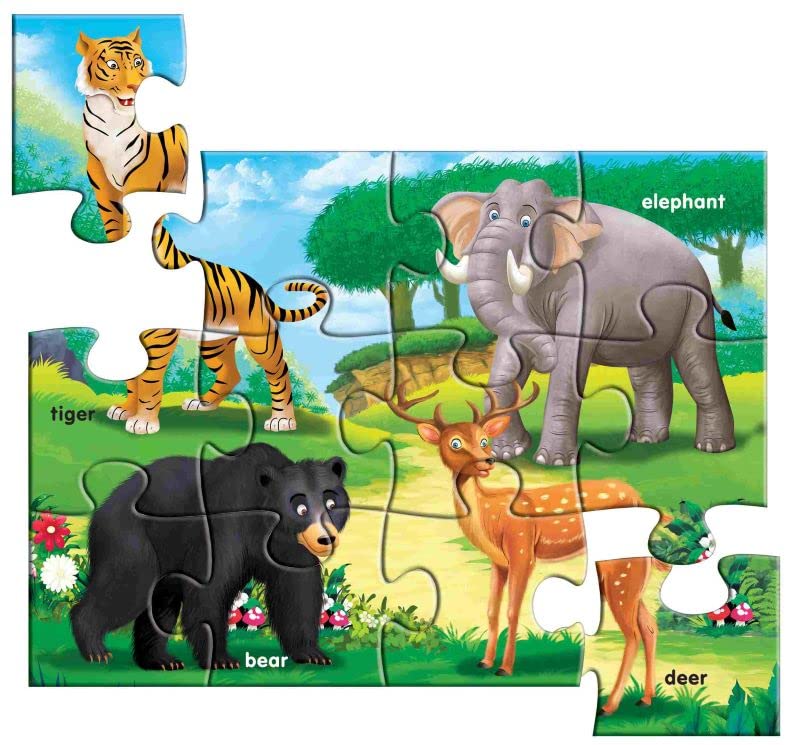 Image of Creative's Early Puzzles Step II - Wild Animals Puzzle | Educational Puzzles Game | Fun to Learn Game | Knowledge of Wild Animals ( Tiger, Elephant, Bear,Deer & Animals Group) for 3 & Up Kids
