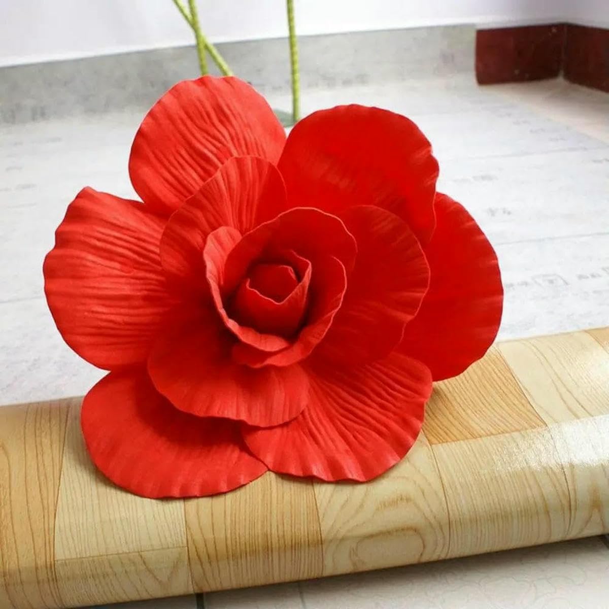 AYHTUD Silk Foam Rose Artificial Flowers Giant Simulation Rose Flowers Peony Background Fake Flowers Rose Branch Garden-red-A