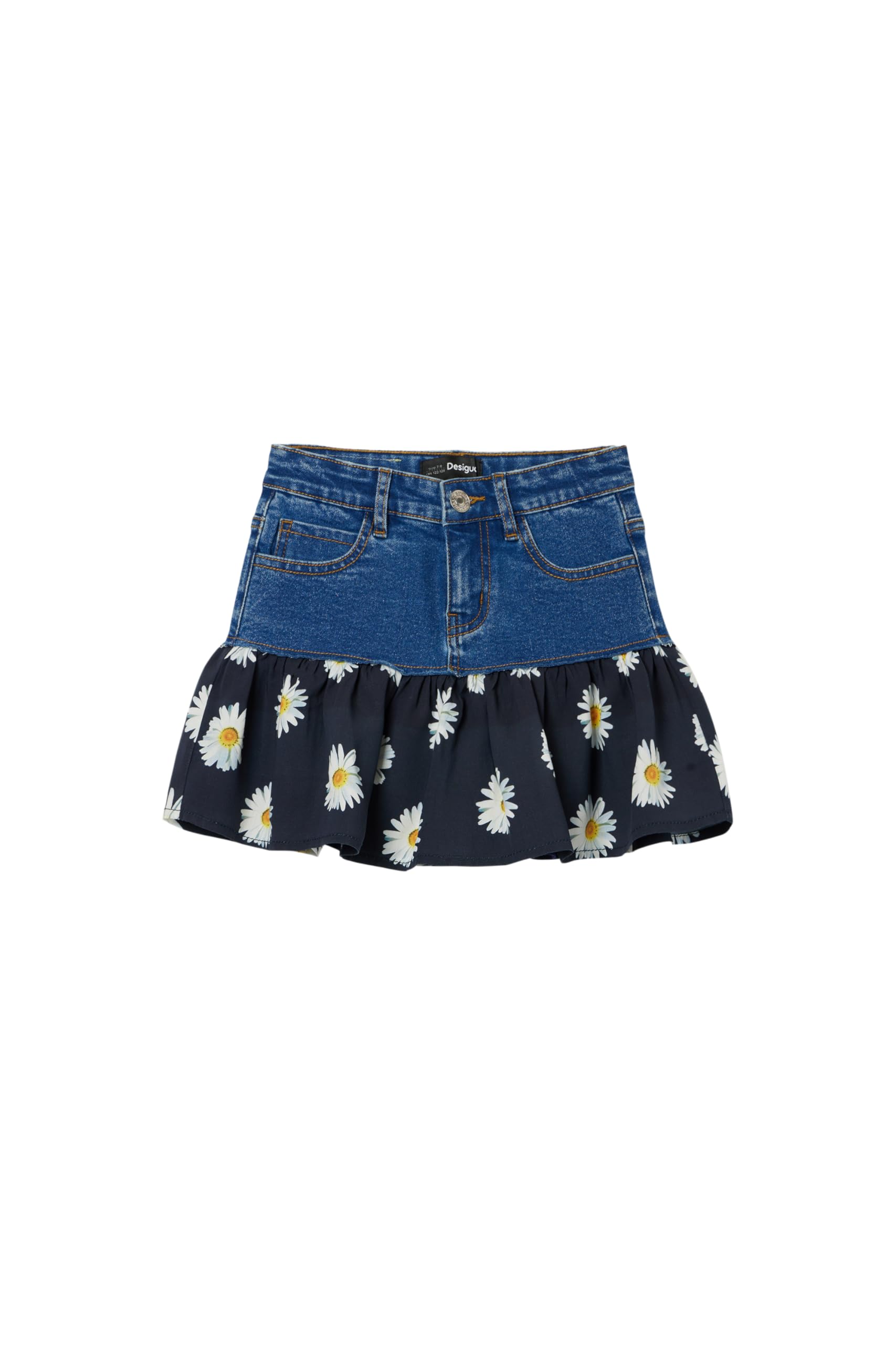 Desigual Mädchen Blau Jeans-Minirock Volant Margeriten, 11/12