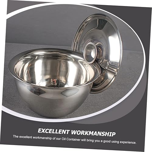 Miniatura 5 de HOMSFOU 1 juego de bandeja de aceite con tapa para cocina, cuencos, mezcladores, tarros de vidrio con tapas, cuencos de mezcla profunda, lata de