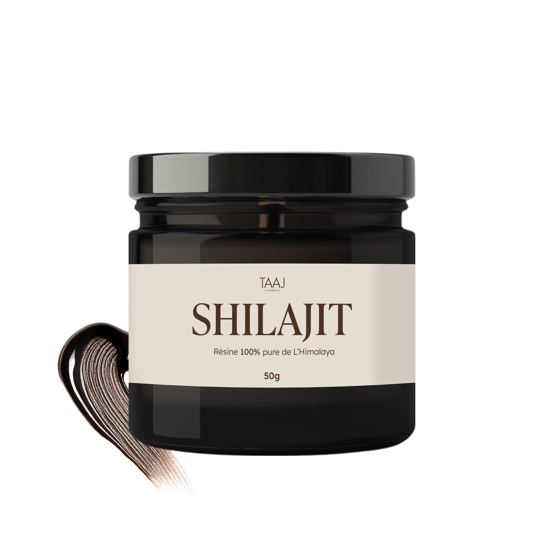 TAAJ | Shilajit en résine | Pur de l'Himalaya, 100% naturel | 70% d'acides fulviques | + 85 minéraux et oligo-éléments | Antioxydant | Cure de 3 mois | 50g