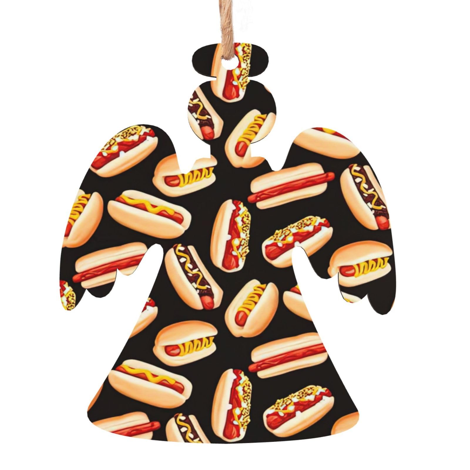 Fun Food - Adornos de madera con estampado de perros calientes para árbol de Navidad, regalo para fiesta en casa