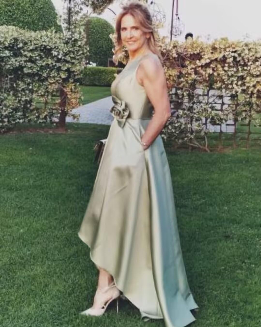 LORIE Satin Mother of The Bride Dresses for Women 2026 High-Low Tea Length Formal Wedding Guest Evening Party Gown