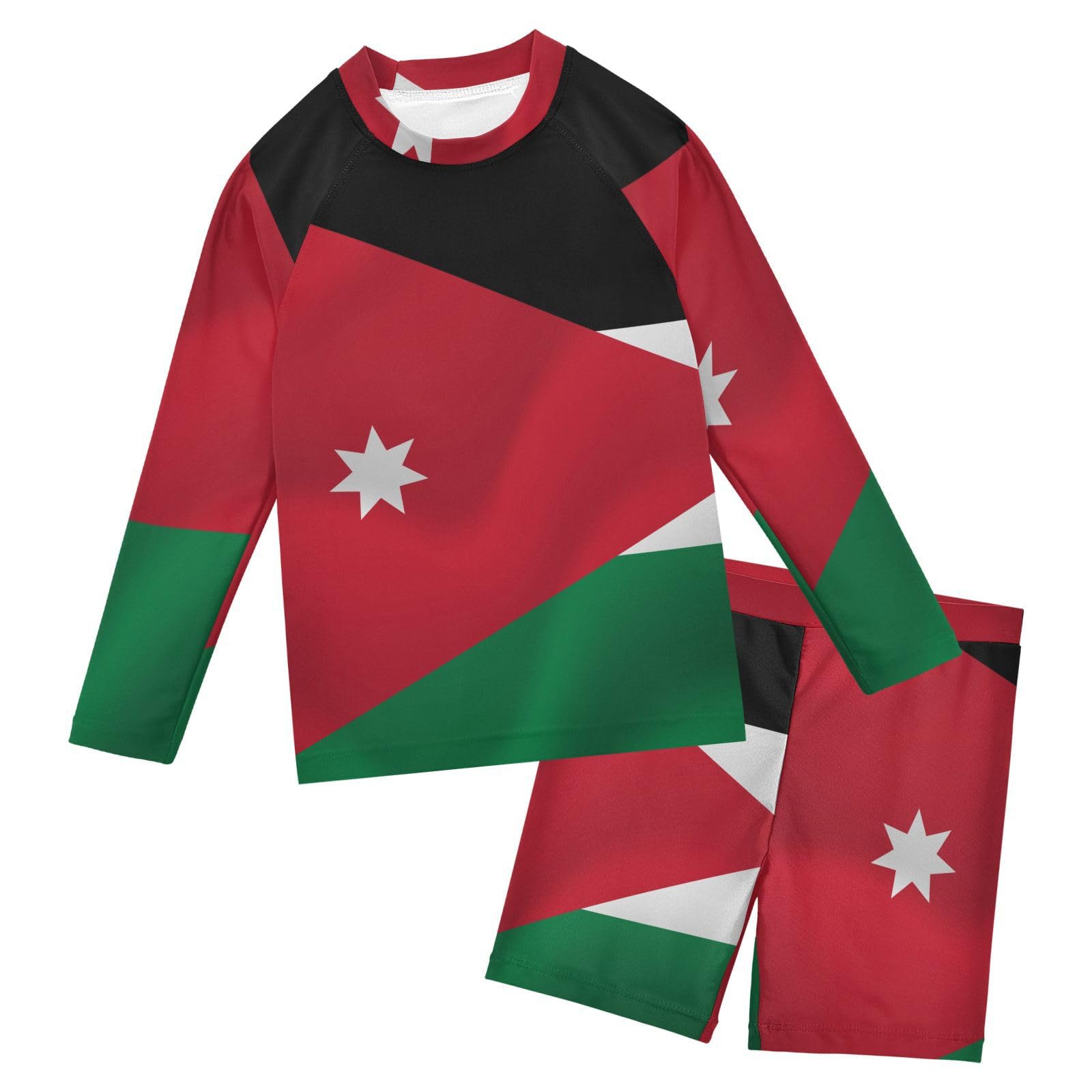 Aflyko Patriot Boys' Rash Guard Set Jordan Flag SPF 50+ Sun Protection Swimsuit Multicoloured