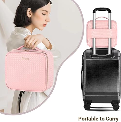 Miniatura 4 de Bolsa de maquillaje de viaje con espejo LED, estuche de maquillaje con espejo iluminado, bolsa organizadora de cosméticos con divisores ajustables y