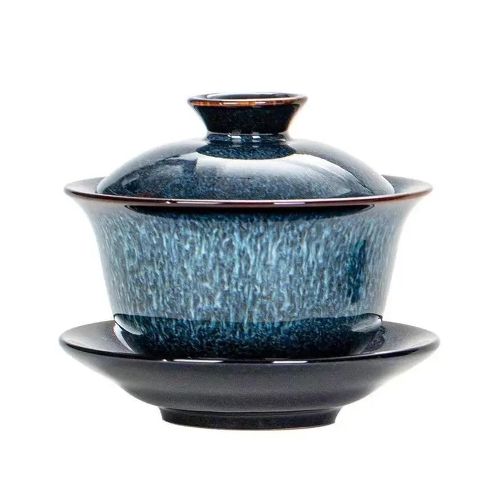 Blue Star Glaze Gaiwan, handgezeichnetes Lotus-Porzellan-Teeservice | Blaue Sternglasur, handgezeichneter Lotus, Porzellan-Gaiwan, Tee-Set, Deckelschale, Teezeremonie, Wohndekoration, Geschenk