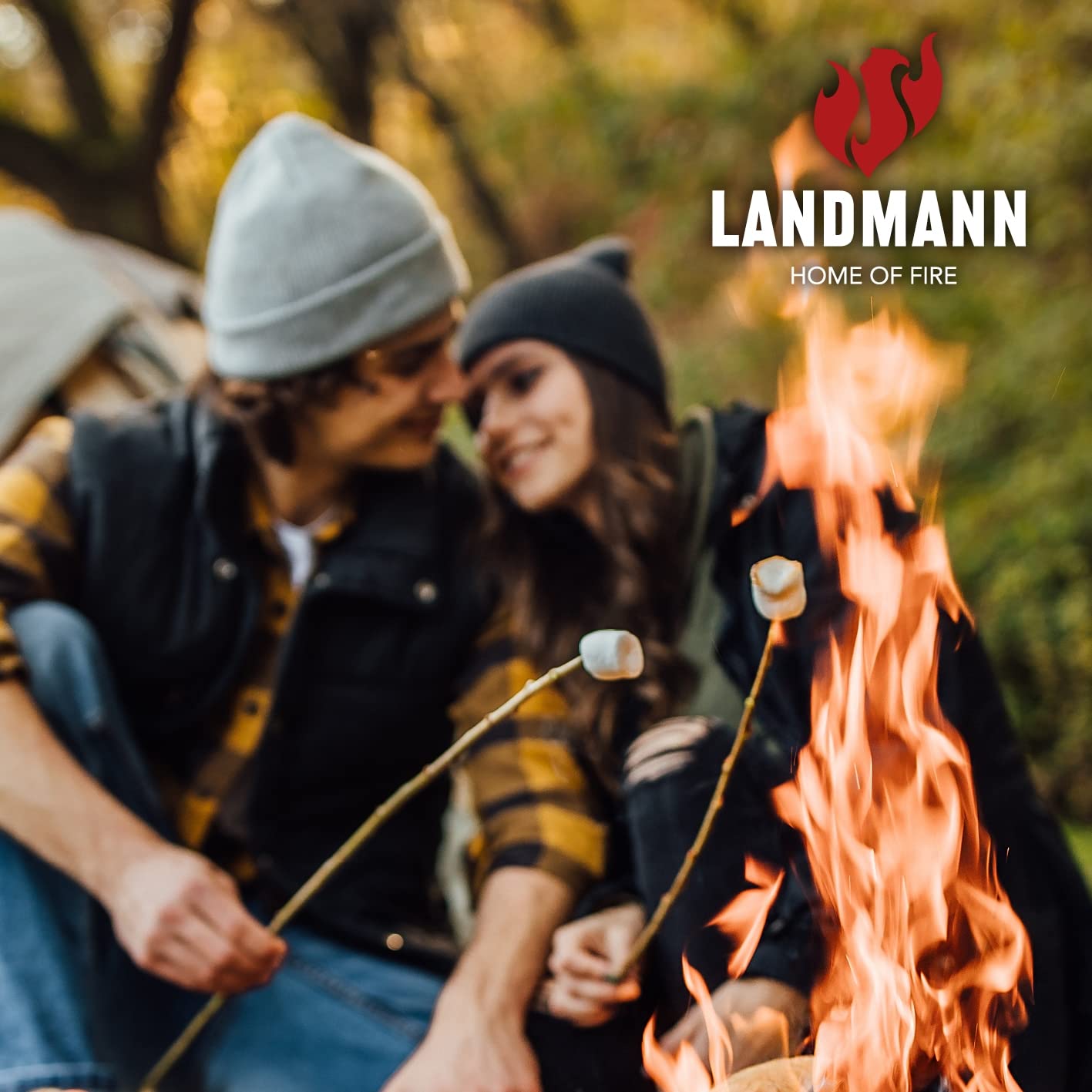 Landmann Feuerschale Ø 60,5 cm schwarz I Feuerkorb aus pulverbeschichtetem Stahl I Feuerstelle mit stabilem Sockel I Feuerstelle mit Funkenschutzgitter für 360° Sicht