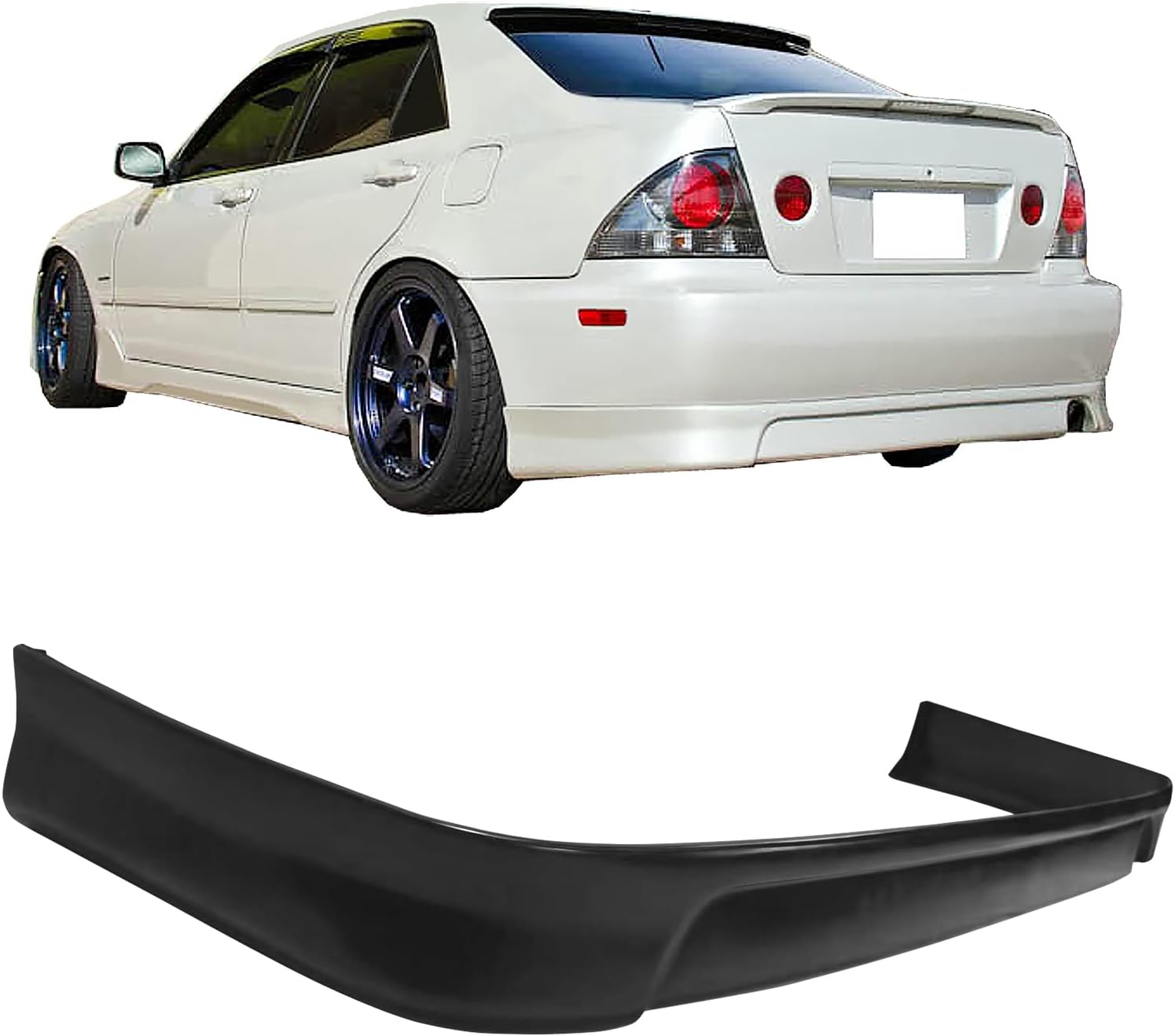 Rear Bumper Lip, Compatible with 2001-2005 Lexus IS300 Sedan, TRD Style Style Unpainted Black PU Polyurethane Rear Lower Spoiler Air Dam Chin Valance Splitter 1Piece