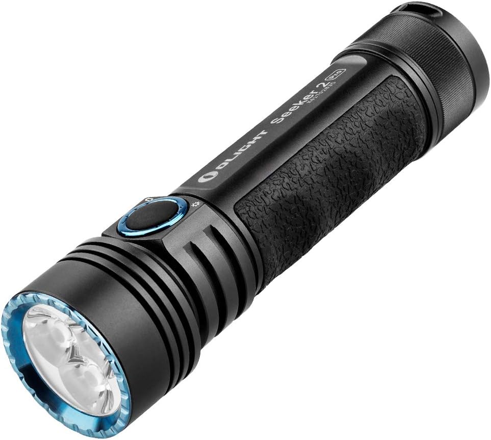 Olight Seeker 2 Pro LED Torch, Max 3200 Lumens Rechargeable Flashlight with Power and Brightness Indicator Switch,5000mAh Customized Battery,L-Dock Charger,USB Magnetic Charging Cable,Holster