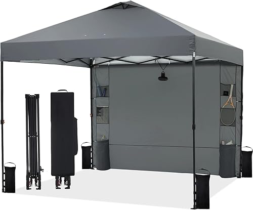 Miniatura 7 de Tienda de campaña desplegable para 1 persona de 10 x 10 pies con pared lateral y 6 bolsillos, toldo patentado de un empuje, toldo instantáneo con