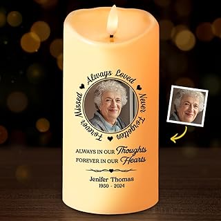 DOPTIKA Personalized Memorial Candles for Loss of Loved One, Memorial Fl...