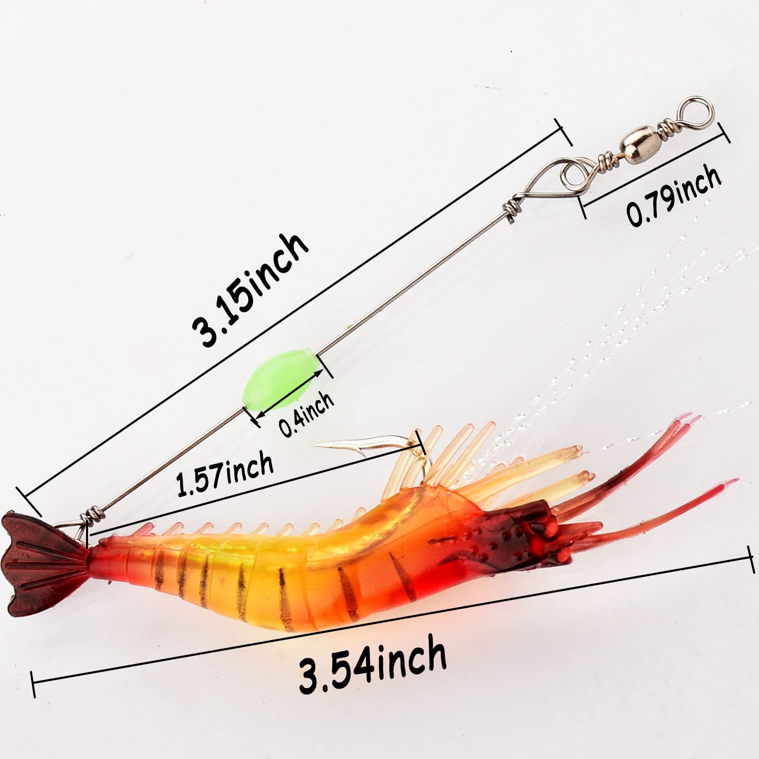 Shrimp Artificial Bait, Soft Shrimp Lures Fishing Lures Luminous Artificial Lures (12PCS)