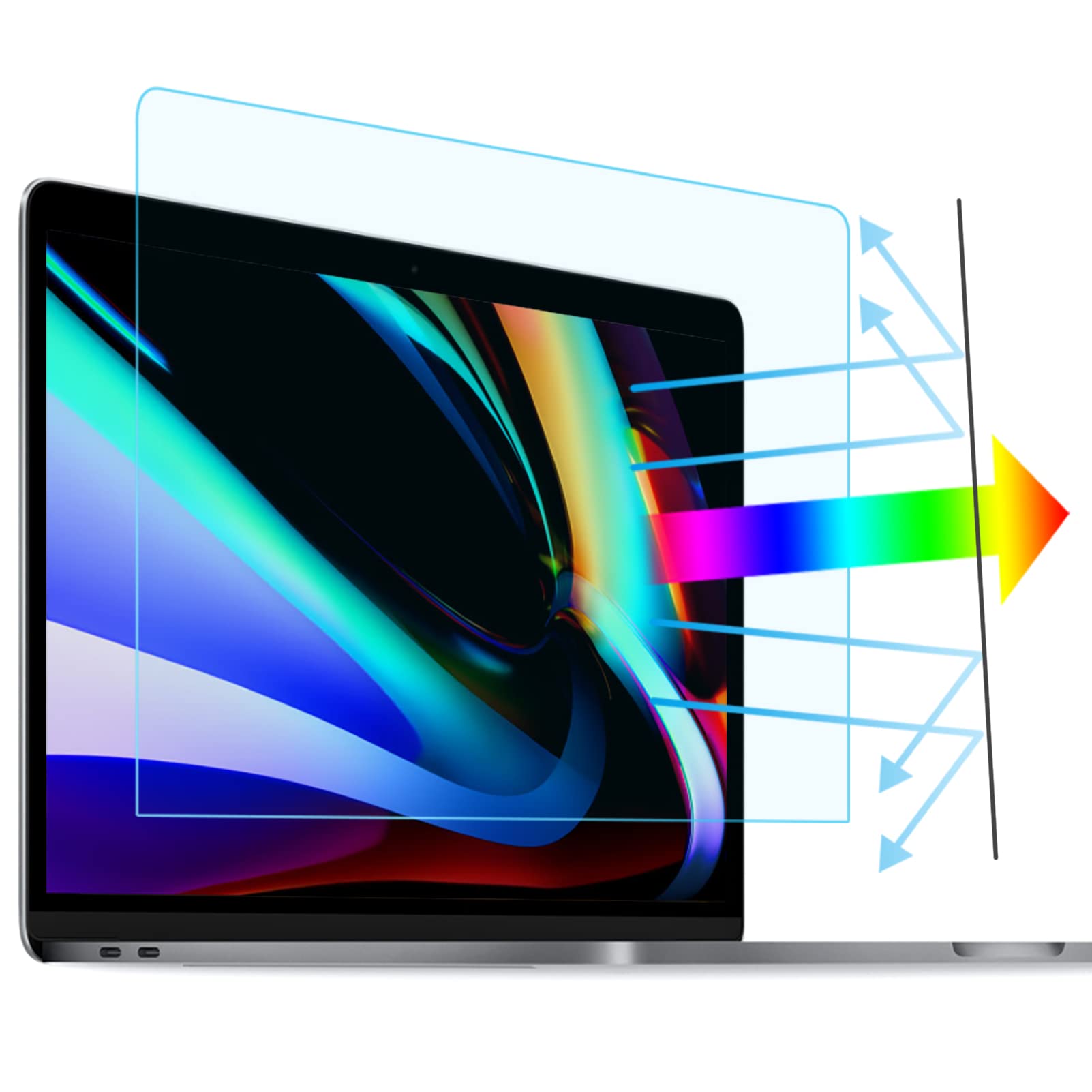 2PC Anti Blue Light Laptop Screen Protector Compatible with MacBook Pro 16 Inch 2019 Released with Touch ID & Touch Bar (A2141) - Anti-Glare/Anti Scratch Matte Laptop Screen Protector Guard