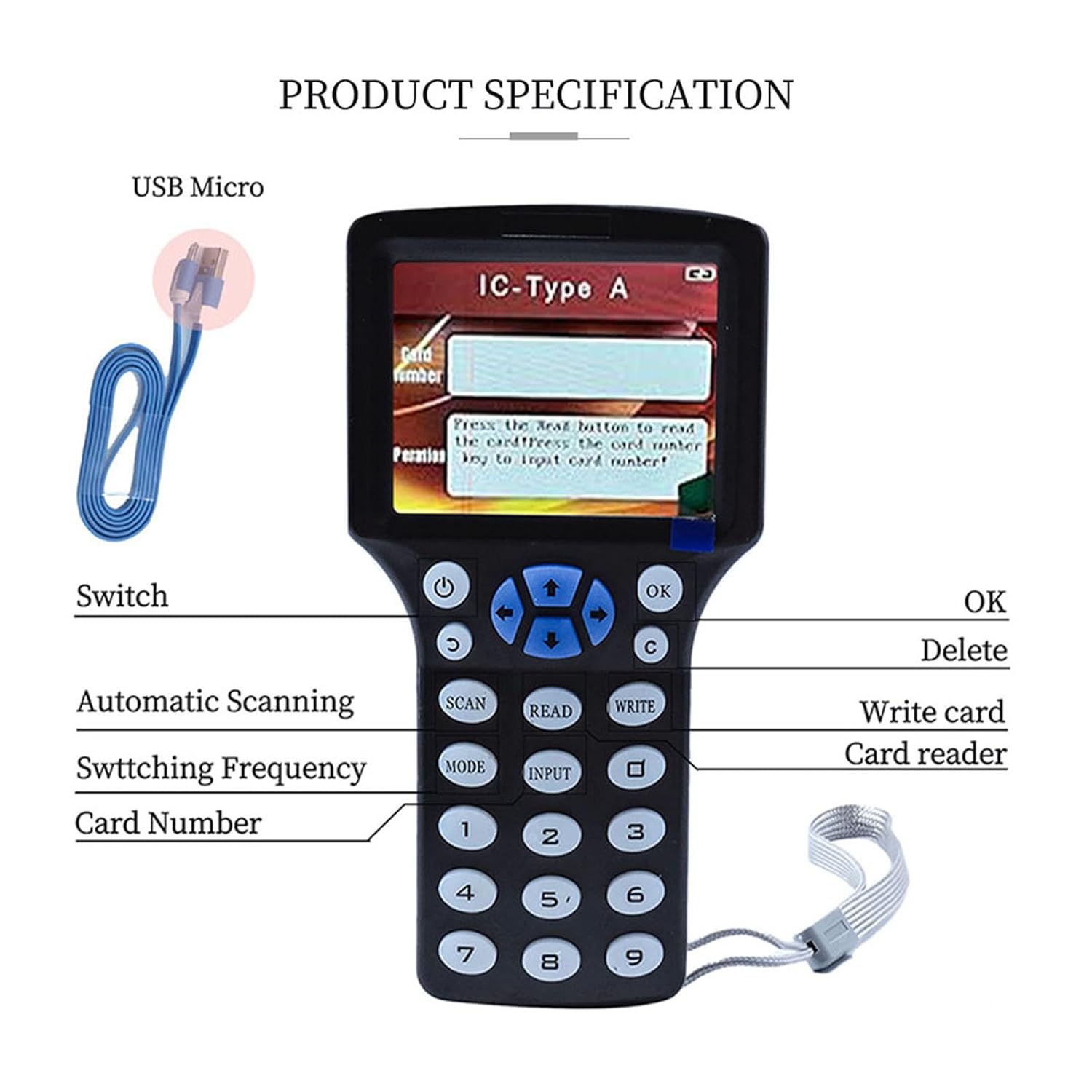 300CD RFID Reader Writer Black (RFID Copier Multi-Frequency RFID Writer RFID Card Reader Smart Card Decoder with Free Software and USB for Access Control Home Security)