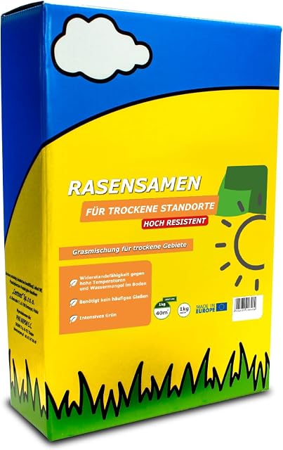 Trawa na suche tereny 40 m², 1 kg  Mieszanka odporna na wysokie temperatury  Trawa ogrodowa nie wymagająca częstego podlewania - Szybko kiełkujące nasiona