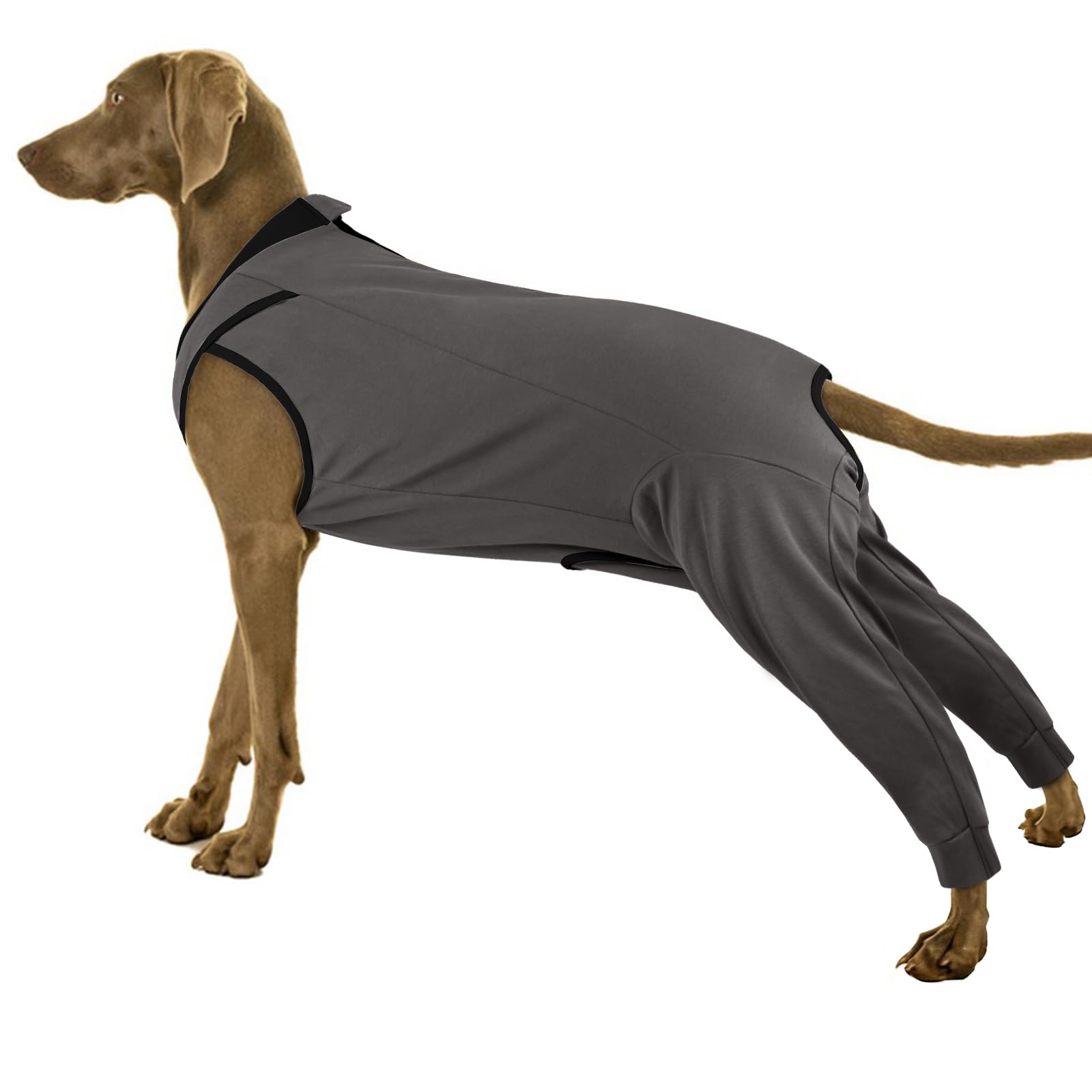 PUMYPOREITY Dog Leg Wound Protector, Cotton Surgical Recovery Suit with Legs Dog Spay Recoverysuit Female Stop Licking Stitches(Grey, 2XL)