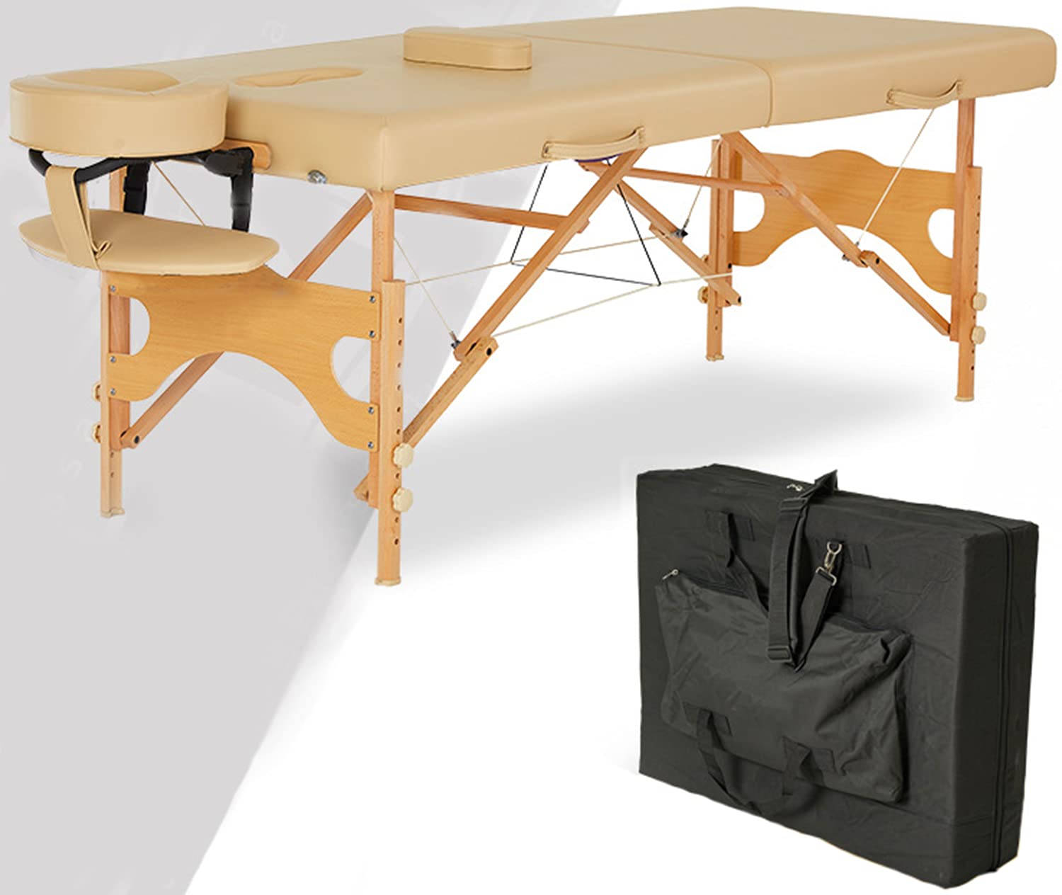 tayer Massage Tables Bed Professional Portable,Extra Wide 28 in Massage Spa Bed,Folding Facial Beauty Bed Tattoo Salon Table with Carrying Bag, for Family Acupuncture,Beige