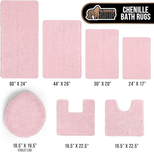 Miniatura 9 de Gorilla Grip - Juego de tapetes peludos de chenilla contorneados de lujo para el área de baño, extra suaves, duraderos y absorbentes, se pueden