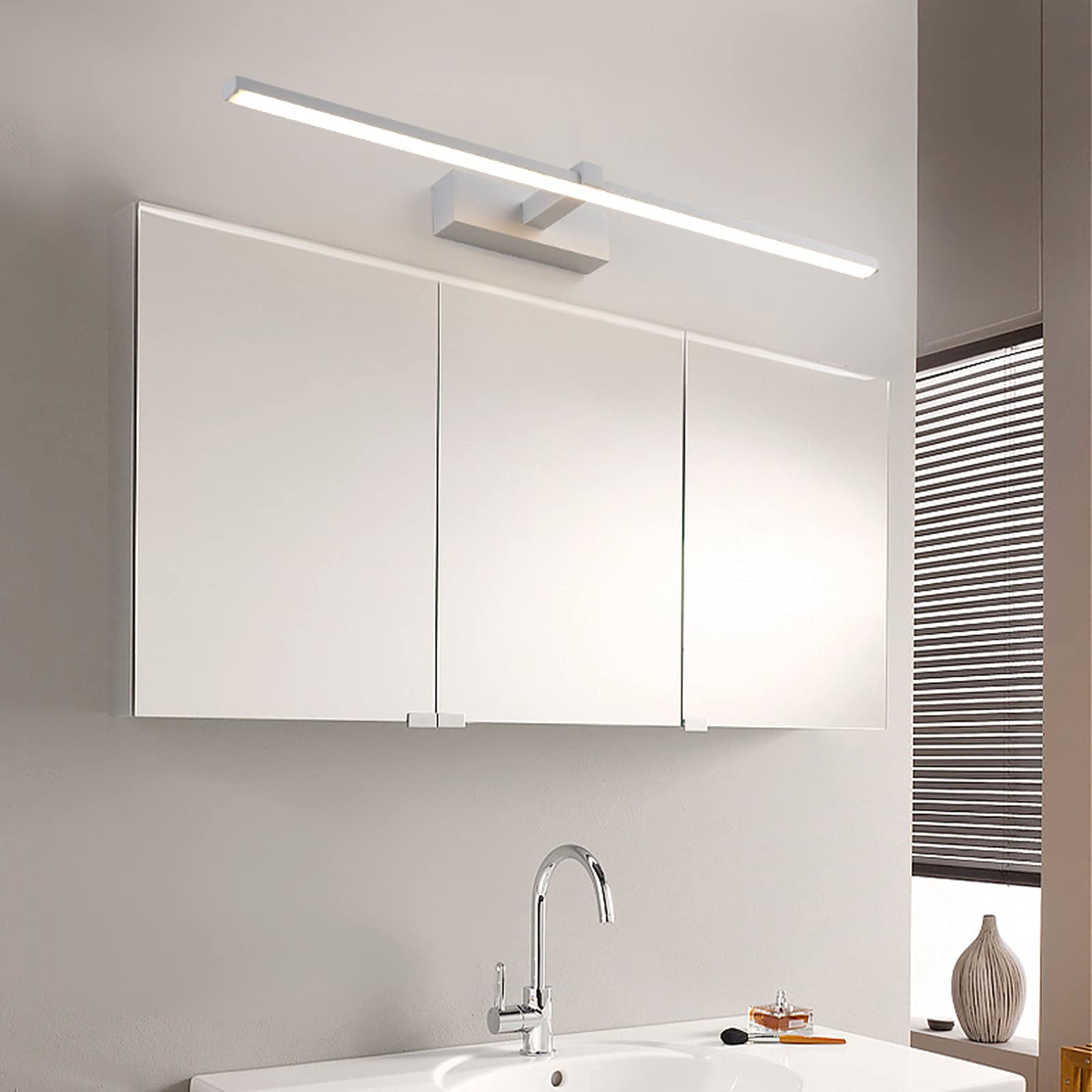 CUNTO Lámparas De Espejo De Baño Luces Delanteras De Espejo Led, Baño De Hotel Moderno Post Simple Lámpara Mural De Ahorro De Energía Blanca Antiniebla Y A Prueba De Humedad Luz De Pared/Luz De Tres
