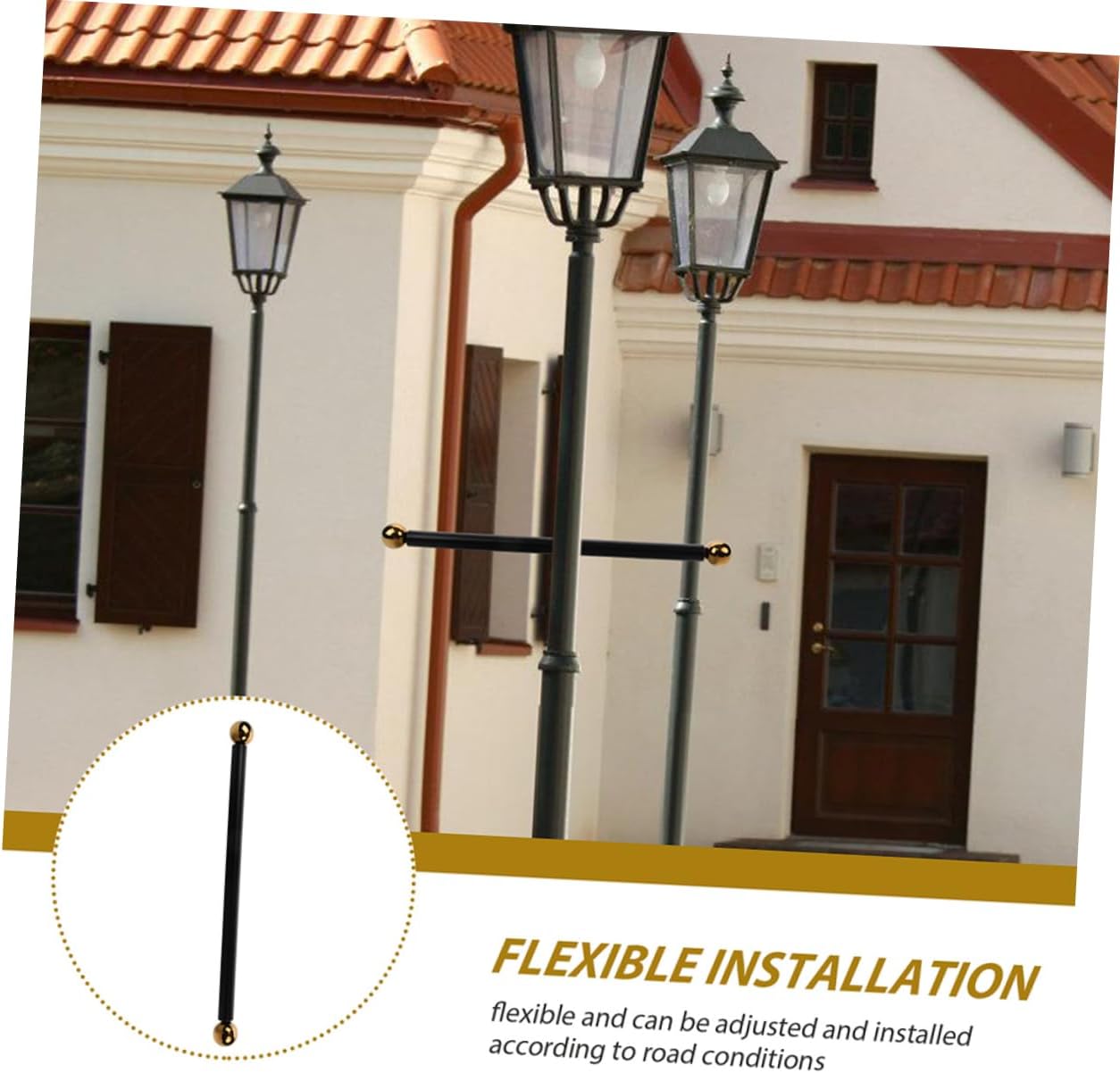 3Pcs Garden Lamp Post Cross Handle Replacement Flag Rod for Outdoor Lighting Durable Modern Design for Decor and Accessories