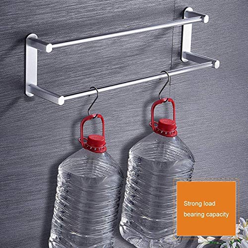 Porte-serviettes double couche aluminium tablette rangement mural 61cm