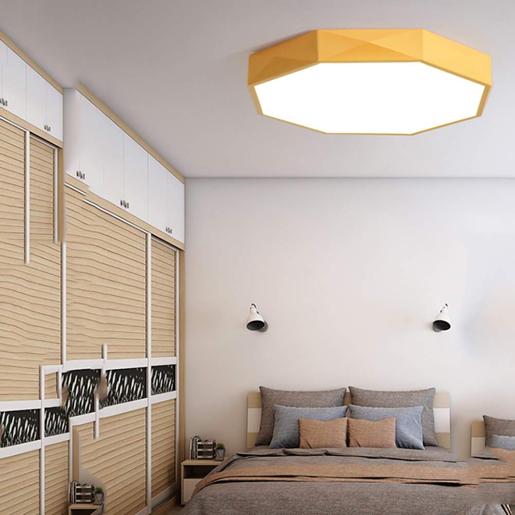 Amarillo Led Lámpara De Techo Accesorio Moderno Metal Base Plafon Led Techo Con Remoto Regulable Plafon Led Techo Para Pasillo Escalera Casa Cocina Porche Entrada-Luz cálida 40cm