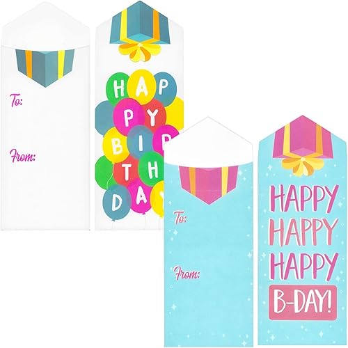 Miniatura 5 de Paper Junkie Paquete de 36 sobres de dinero de cumpleaños para efectivo, 4 x 7 pulgadas, multicolor, cartulina de 8.82 oz/m², cierre autoadhesivo, 6