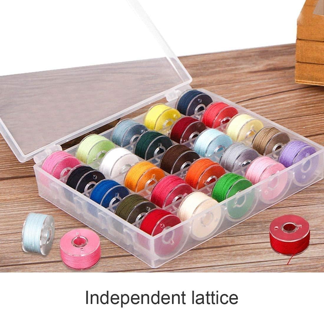 Bobbin Box,Machine Bobbin Organizer Plastic Case,Transparent 25 Slots Empty Bobbins Spools Box，Sewing Craft Plastic Case Storage Box for Sewing Machine