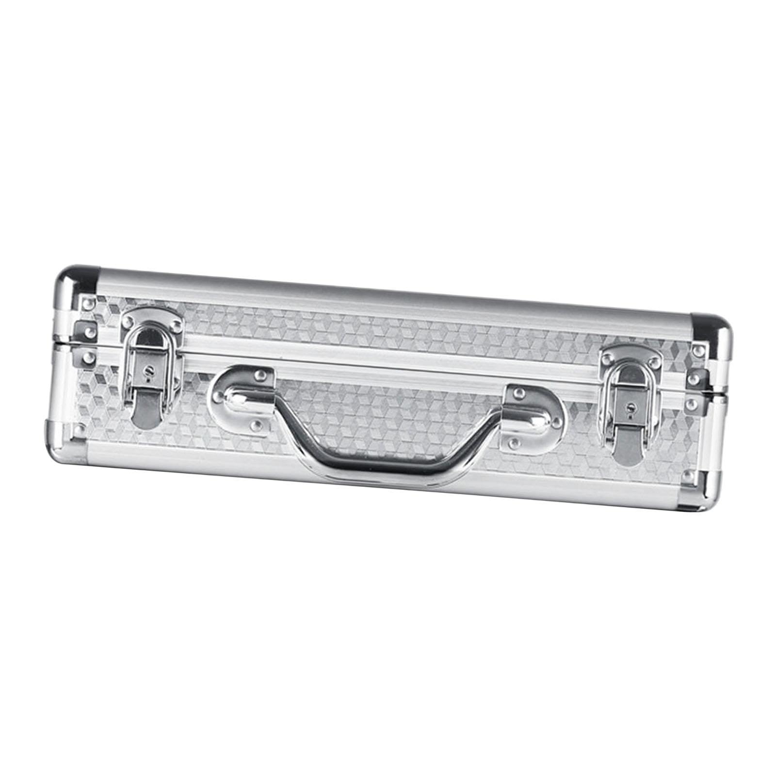 Caja de Herramientas Aluminio Aleación Estuche Portátil Cerradura Interior Suave Organizador Adecuado para Oficina Taller Transporte, con Llave, XL Y Plata