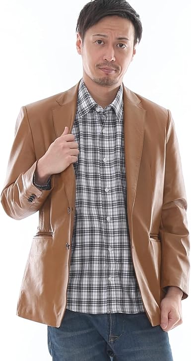 Amazon | [皮の但馬屋] レザージャケット メンズ ラムレザー