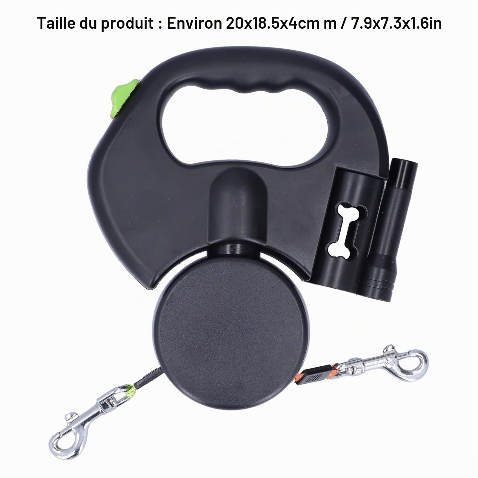 Laisse Double pour 2 Chiens,Laisse Chien Enrouleur pour Chien Jusqu'à 25kg/55 lb,Ruban en Nylon Solide Extensible à , avec Coutures réfléchissantes Lumineuses,360º sans
