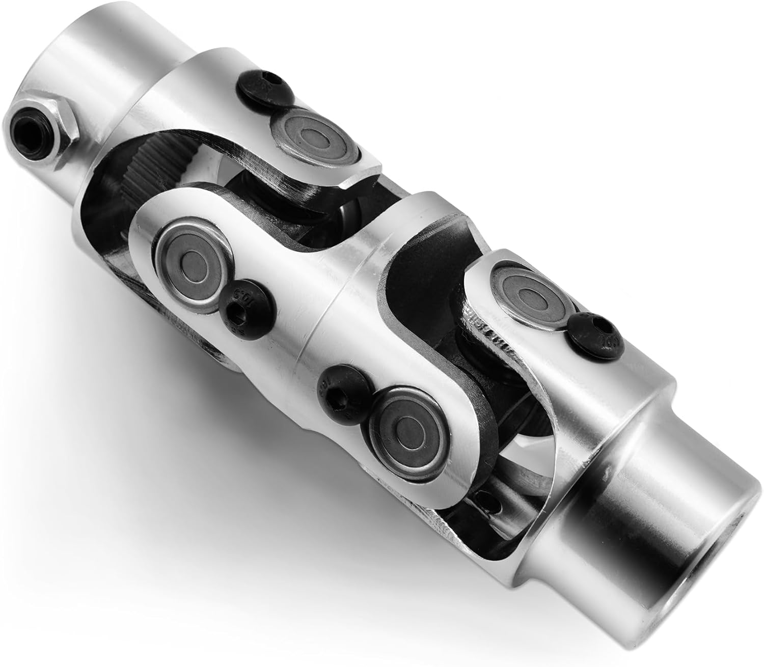 13/16" 36 Spline X 3/4" Round Double Steering Shaft U Joint Chrome Universal Joint Coupling (5-1/8" Overall Length)