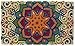 HF by LT Boho Market Printed and Flocked 100% Coir Doormat, 18 x 30 inches, Slip-Resistant PVC Backing, Durable, Sustainable, Multi-Colored, Star of India Design, 5 Styles Available