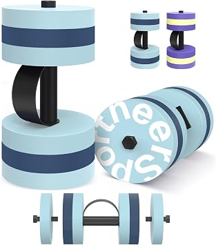 Sportneer Adjustable Resistance Water Weights Pool Exercise Dumbbell Set of 2 EVA Foam Pool Weights with Handle Strip Aquatic Exercise Equipment for Water Aerobics