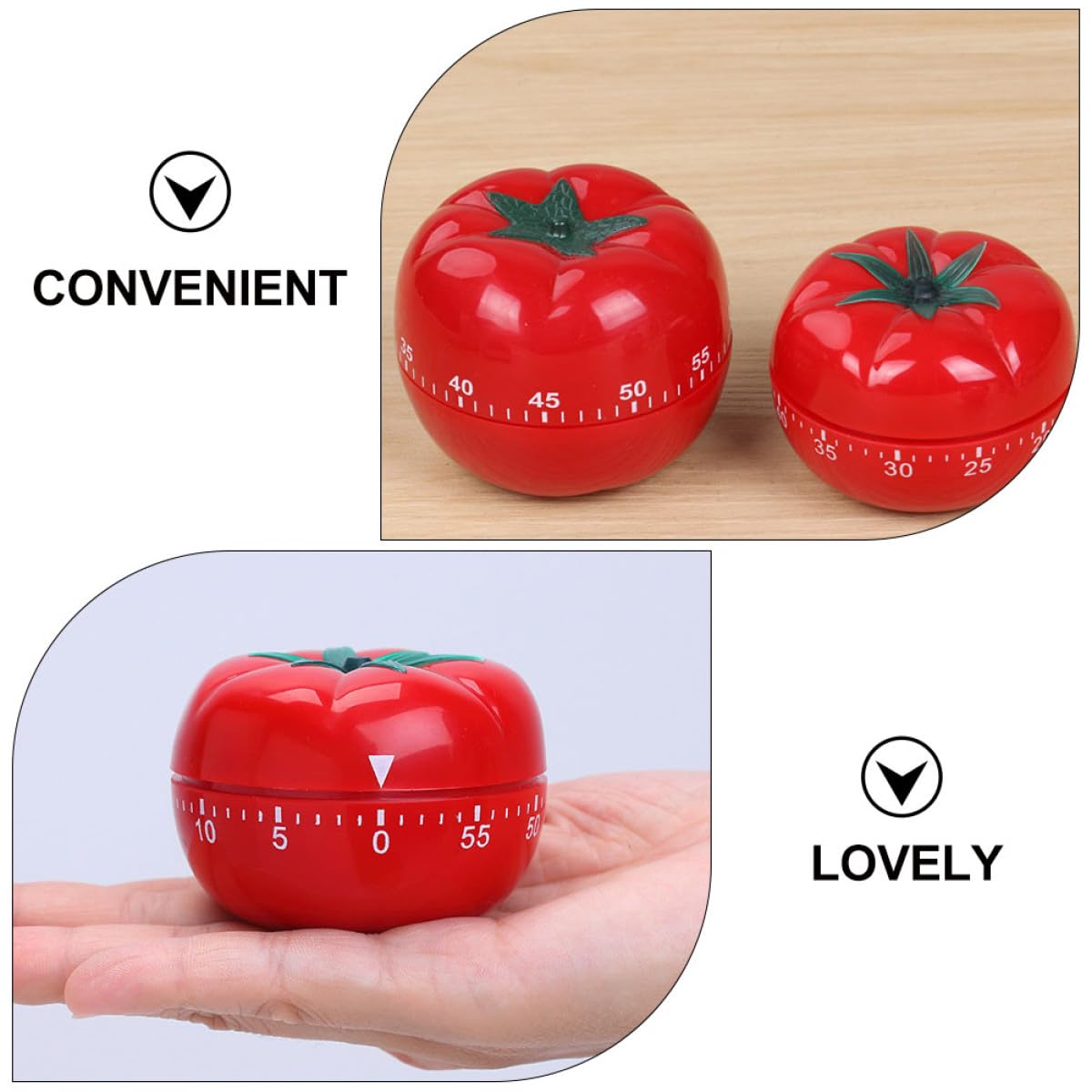 Mechanischer Küchenkochtimer in Tomatenform, 2 Stück
