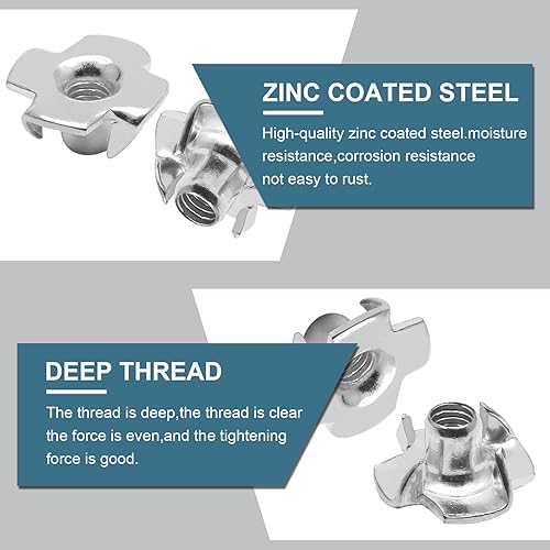 Miniatura 10 de PHITUODA Tuercas en T M5 x 0.295in, tuerca de cuatro puntas, paquete de 50
