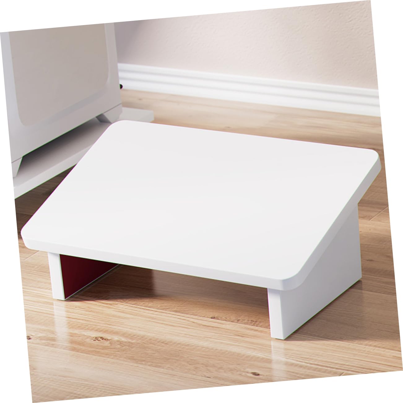 Sgabello Poggiapiedi da Scrivania in Legno Bianco Antiscivolo Leggero | Studio e Ufficio, Design Inclinato, Aiuta a Ridurre la Stanchezza, Uso Sotto Scrivania, Supporto Stabile
