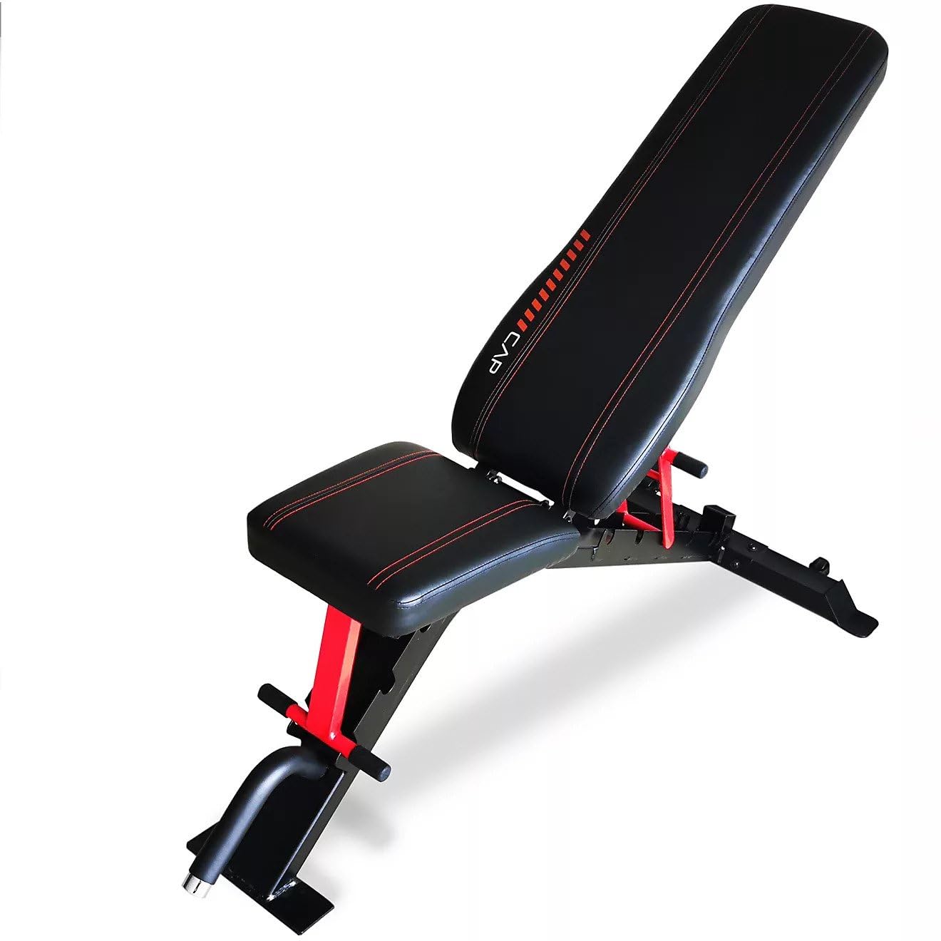 Barbell Strength FID Workout Bench | Flat Incline Decline Positions, Black/Red