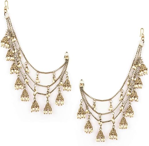 Shining Diva Fashion Latest Stylish Fancy Traditional Bahubali Ear Chain Jhumka Jhumki Earrings For Women Girls (16086er)