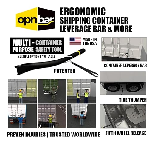 Opnbar Safety Tool - 3 Trucker Tools in 1: Leverage Bar, Tire Thumper and 5th Wheel Hitch Release, Steel - by Shipping Container Safety International 6f706e626143