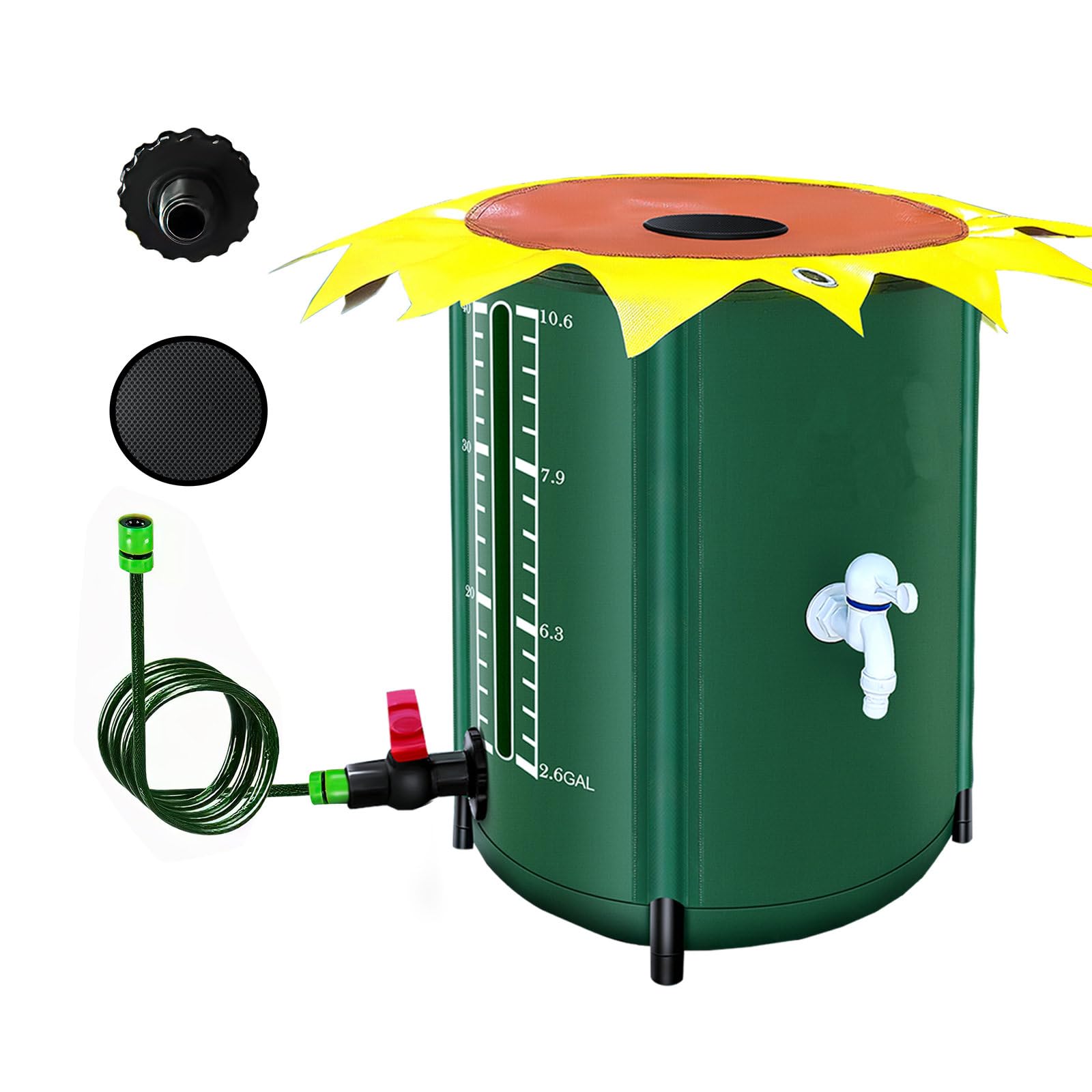 Sistema de barril plegable de recogida de agua de lluvia de 26 galones, solución eficiente de recolección de agua de lluvia con espiga, kit de soporte para tanque de captación, contenedores de