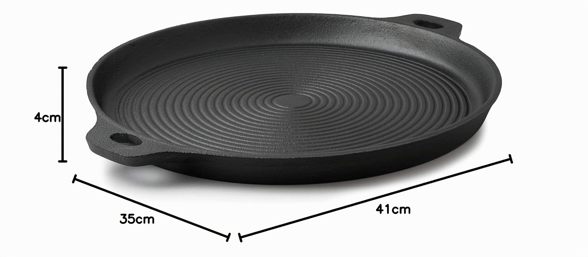 BBQ-Toro Plancha Redonda de Hierro Fundido con Asas de Ø 35 cm | Curada - Pre-Seasoned | Para Barbacoa de Gas, de Carbón Vegetal y mucho más.