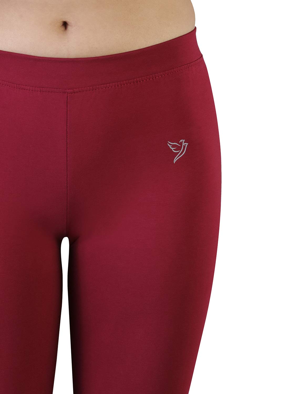 TWIN BIRDS Tailored Cut & Classic Fit Super Stretchable Mehandi Maroon Coloured Cotton Elastane Fabric Churidar Leggings for Women - (XL) - Image 4 thumbnail
