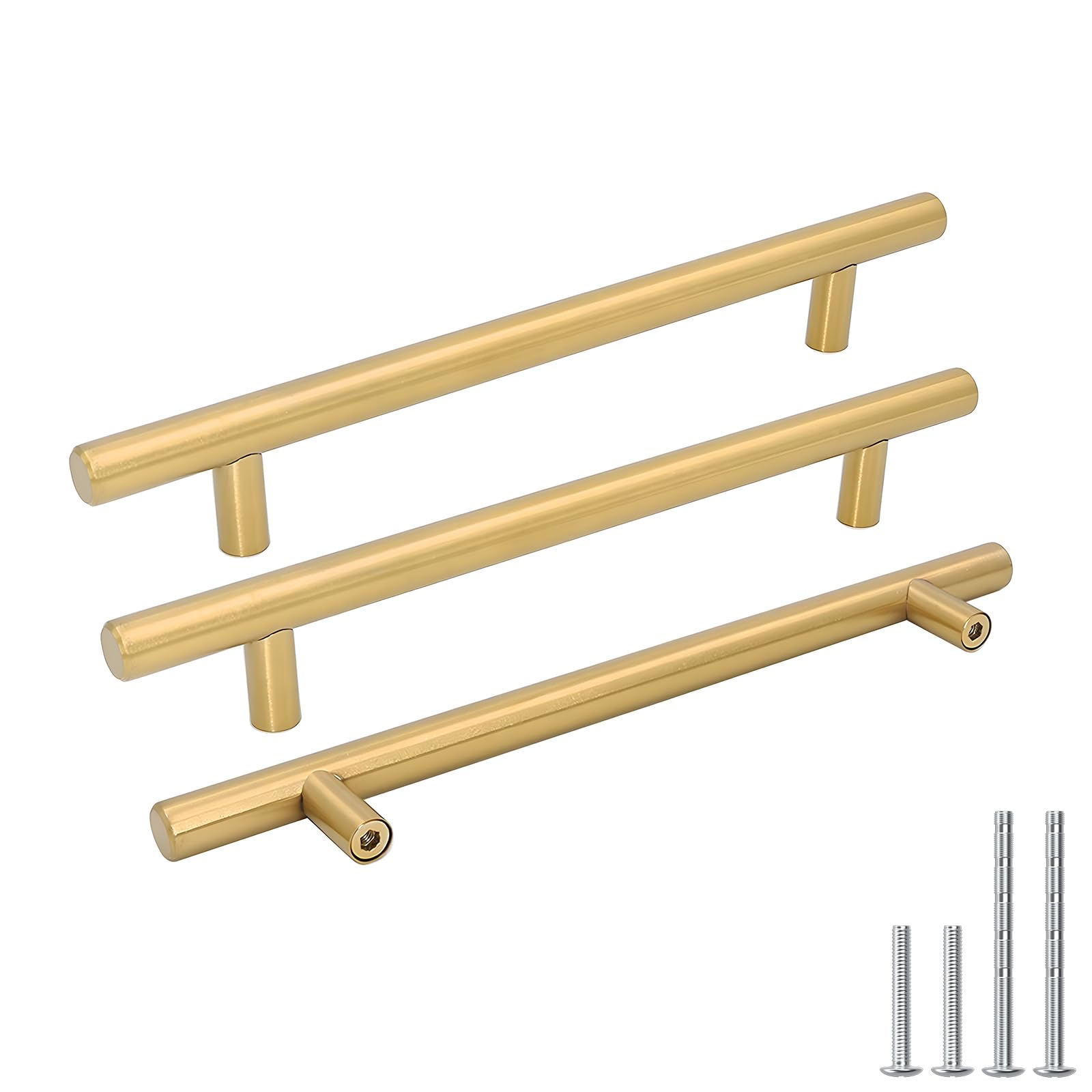goldenwarm Brushed Brass Cabinet Pulls Gold Cabinet Hardware - Metal Drawer Pulls Kitchen Cupboard Handles 8in(204mm) Hole Spacing Metal Furniture Hardware, 5 Pack