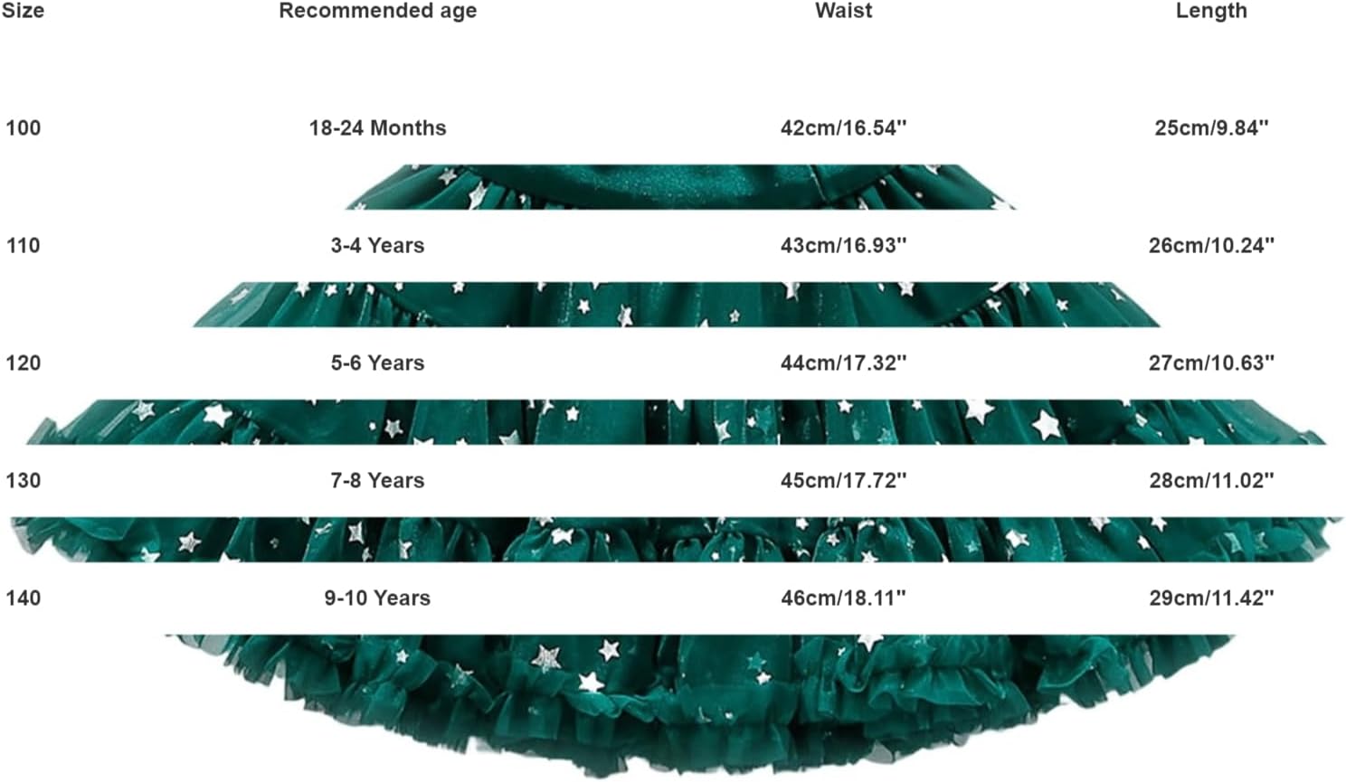 Kids Girls Tutu Skirt Cute Star Layered Tulle Birthday Dance Party Short Skirts Carnival Elastic Waist Princess Dress