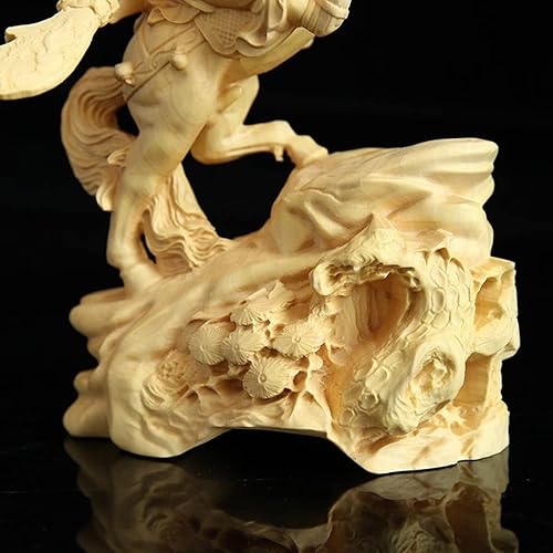 Miniatura 5 de Estatua de Guan Gong de madera tallada a mano, escultura de Feng Shui Dios de la riqueza Guan Yu para decoración del hogar y la oficina